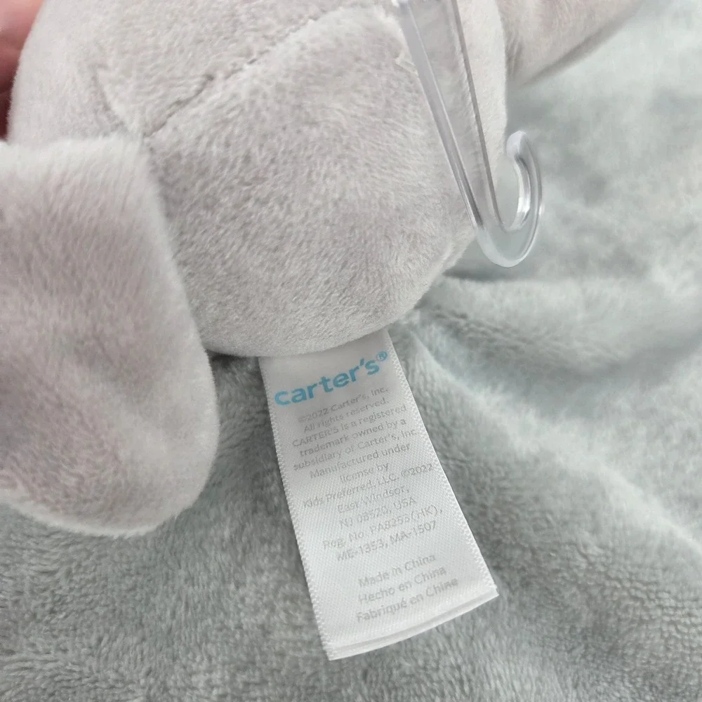 Carters Grey Elephant Plush Security Blanket Satin Trim Lovey 2022 PA8253